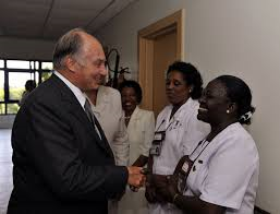 Hazar Imam in meeting nurses at the Aga Khan Hospital, DaresSalaam, Tanzania